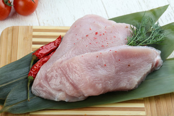 Raw turkey steak