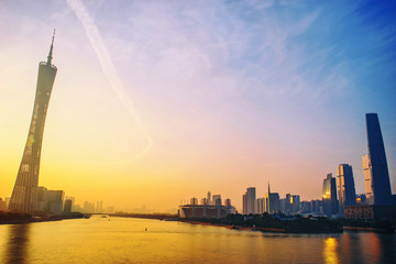 Fototapeta na wymiar Guangzhou Tower and modern buildings