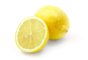 Juicy sliced citrus lemon isolated on white background