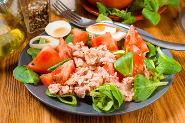 homemade Mediterranean salad with olive oil