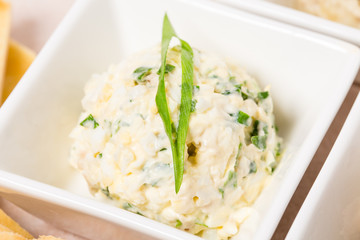 Delicious chicken egg pate with scallions.