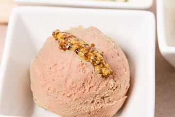 Scoop of delicious chicken liver pate.