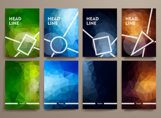 Set of abstract brochures in poligonal style 