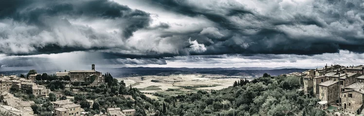 Wandaufkleber Montalcino, old historic medieval town, Italy. Tuscan landscape in the background - panorama © Gorilla