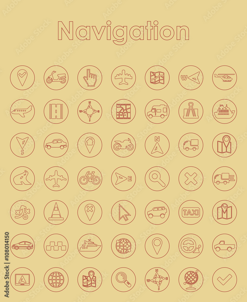 Sticker Set of navigation simple icons