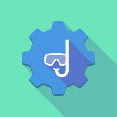 Long shadow gear icon with a diving goggles