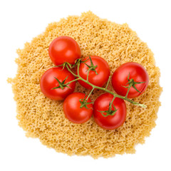Pasta texture background with tomato