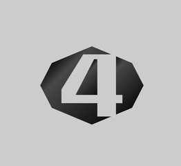 Abstract Number 4 logo Symbol icon
