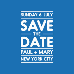 Typographic blue wedding announcement - Save the date