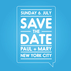 Typographic blue wedding announcement - Save the date