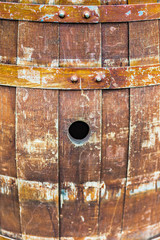 hole in a wooden barrel
