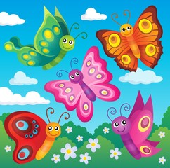 Fototapeta na wymiar Happy butterflies theme image 1
