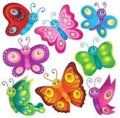 Crédence de cuisine en verre imprimé Pour enfants Happy butterflies theme set 1