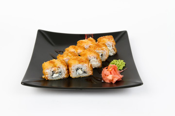 Image of tasty hot sushi set with salmon