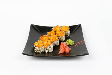 Image of tasty hot sushi set with salmon