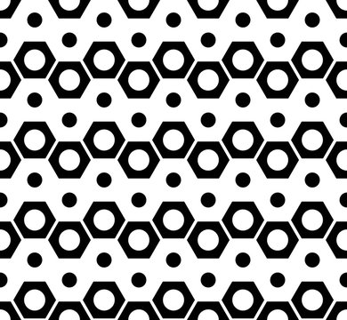Vector modern seamless geometry pattern hexagon, black and white abstract geometric background, subtle pillow print, monochrome retro texture, hipster fashion design