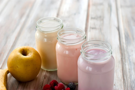 Healthy Yogurts With Mix Of Berries