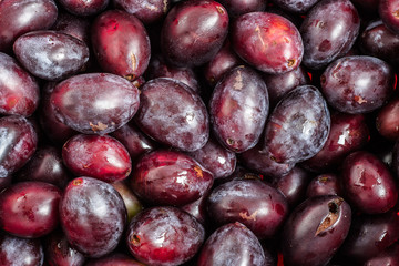 Obraz premium Fresh plums background, texture