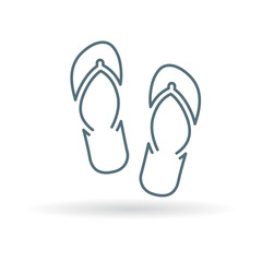 Beach slops icon. Flip flops symbol. Summer sandals sign. Thin line icon on white background. Vector illustration.