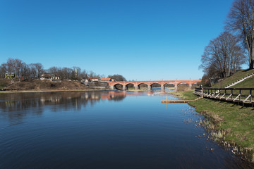 Fototapeta na wymiar Venta river at Kuldiga, Latvia.