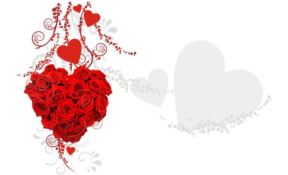 romantischer Hintergrund mit Rosen und Herzen