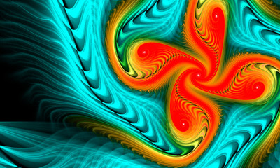 Abstract wallpaper. Abstract fractal. Fractal art background for creative design. Decoration for wallpaper desktop, poster, cover booklet, card. Psychedelic. Print for clothes, t-shirt.