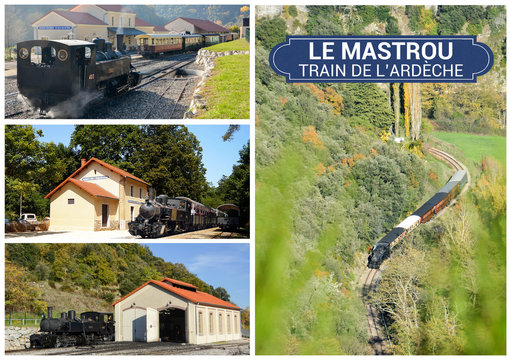 Carte postale du Mastrou, train de l'Ard&egrave;che