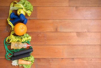 Fototapeta premium healthy lifestyle - food and fitness props