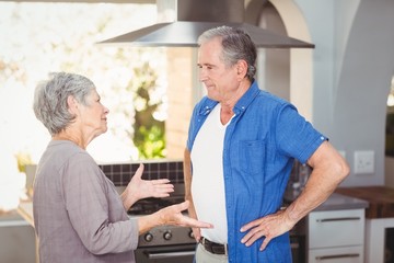 Side view of senior couple arguing in kitchen - Powered by Adobe