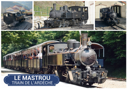Carte postale du Mastrou, train de l'Ard&egrave;che