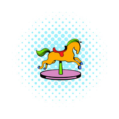 Carousel horse icon, comics style