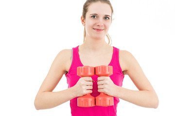 Woman working out with dumbbells