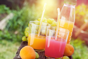 Fresh Fruits Juice Glasses Healthy Beverages