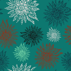 Seamless pattern with flowers on dark background