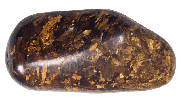 enstatite pebble macro isolated on white background