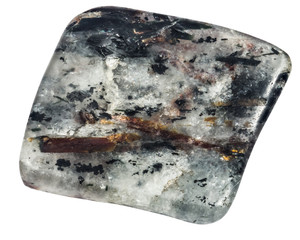 astrophyllite pebble macro isolated on white background