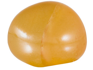 small citrine pebble macro, isolated on white background