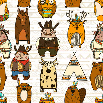 Seamless pattern with wild west element - Illustration