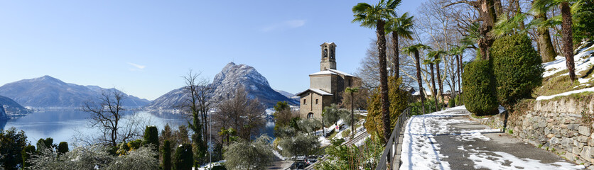 View to the bay of Lugano and Saint Giorgio church
