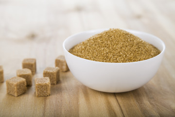 Cane sugar in a white bowl