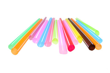 Colorful plastic straws used for drinking soft drinks