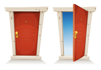 Naklejka premium Red Door Open And Closed