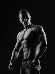 Muscular male posing