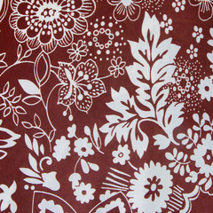 Background texture red fabric floral pattern
