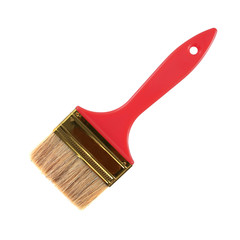 red Paint brush isolated on white.