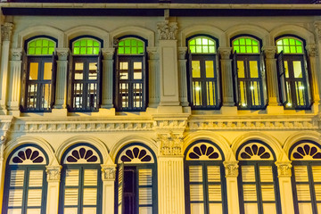 Old house in Singapore, night time