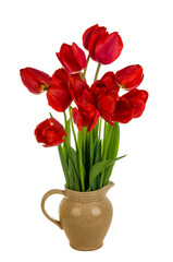 Beautiful bouquet of red  tulips