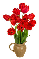 Beautiful bouquet of red  tulips
