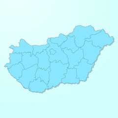 Hungary blue map on degraded background vector