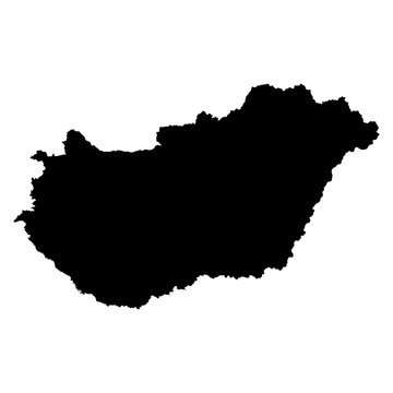 Hungary black map on white background vector